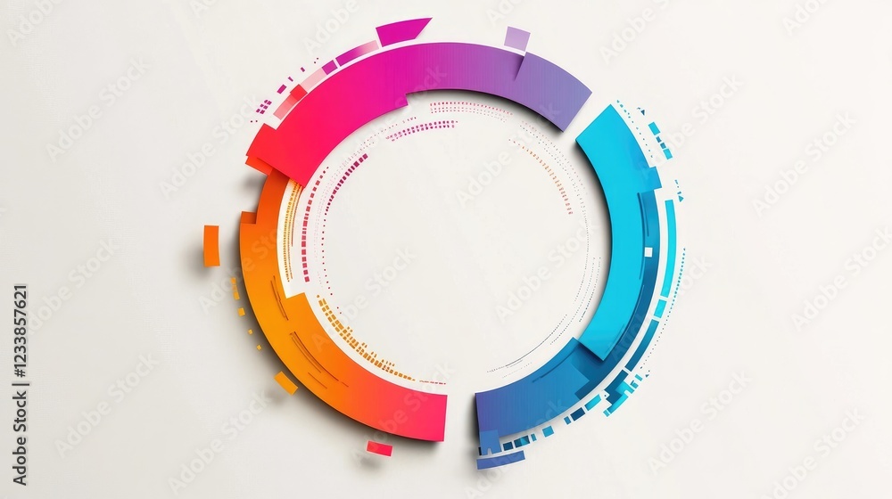 Aufkleber Vibrant Circular Infographic Design with Dynamic Arrows and Colorful Elements for Data Visualization and Presentation