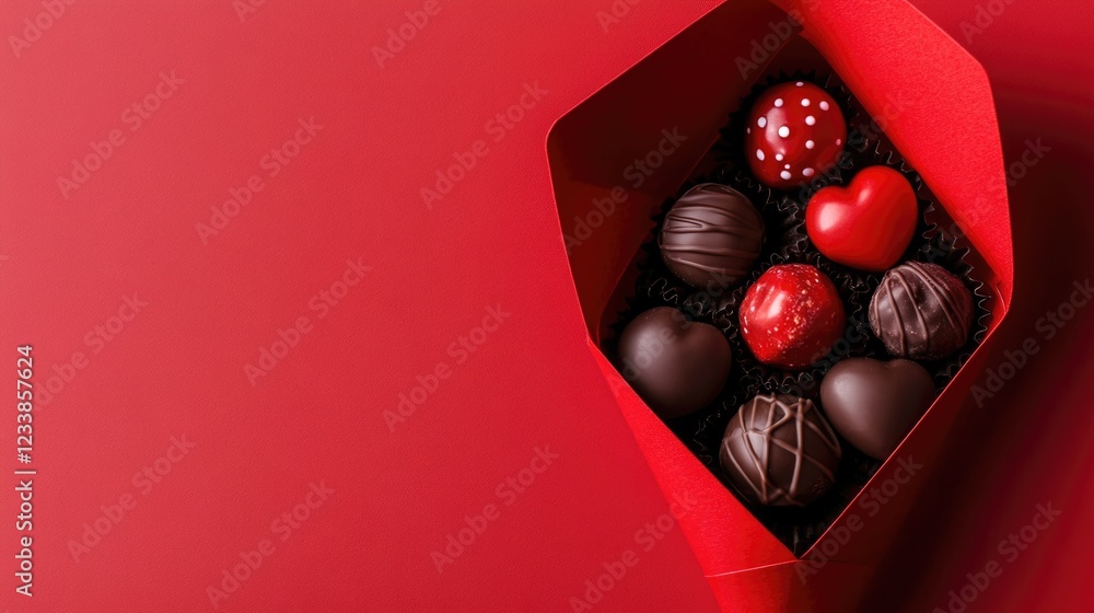 Aufkleber valentine's day chocolates in a red envelope with space for text perfect for romantic celebrations a