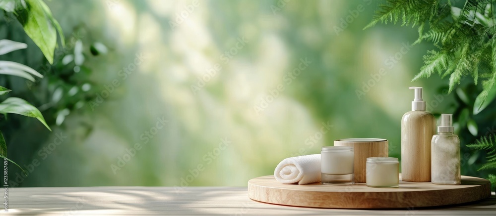 Leinwandbilder minimalist spa composition with natural elements soft focus background elegant containers for wellne