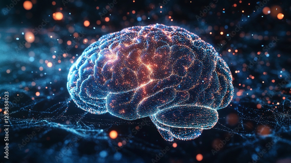 Aufkleber field of neurology, visualization of the brain. workings of the human mind concept, emphasizing the 