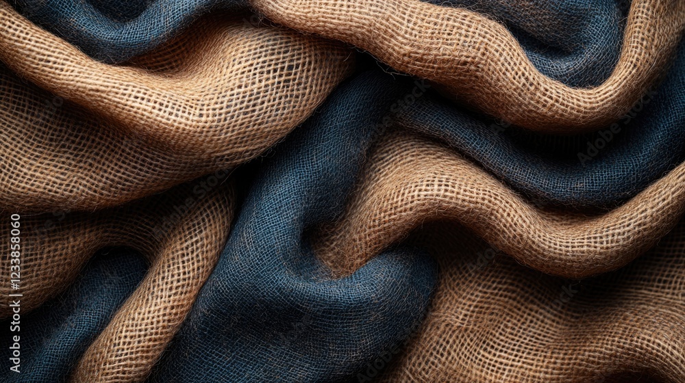 Leinwandbilder Textured dark and light jute fabric background with empty space for design or text elements in a rustic aesthetic suitable for various uses