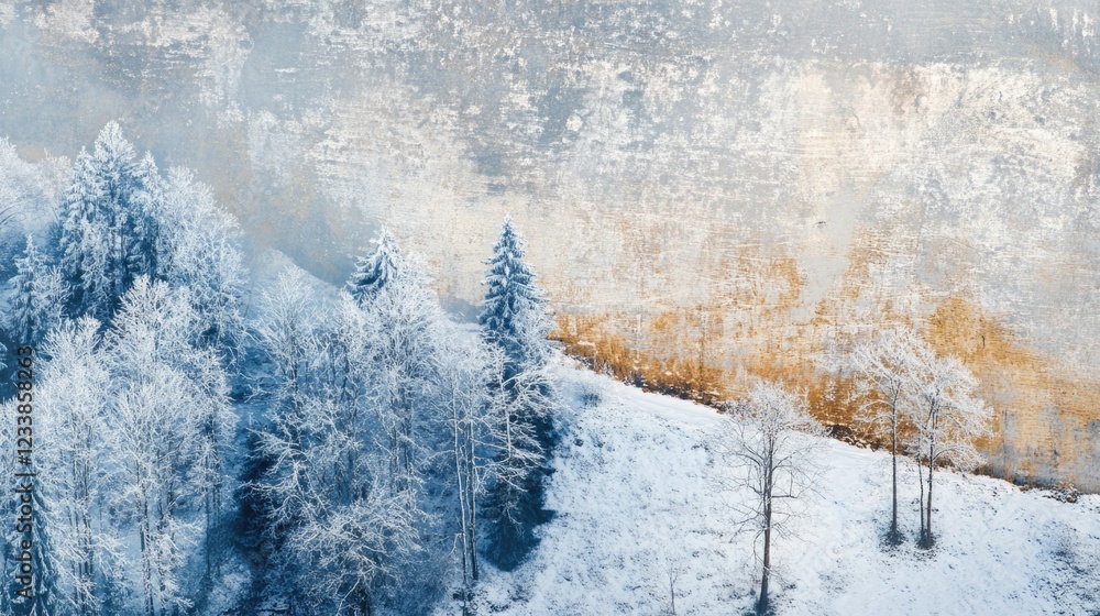 Poster dreamy winter landscape in the carpathians with soft snow and frosted trees showcasing serene nature