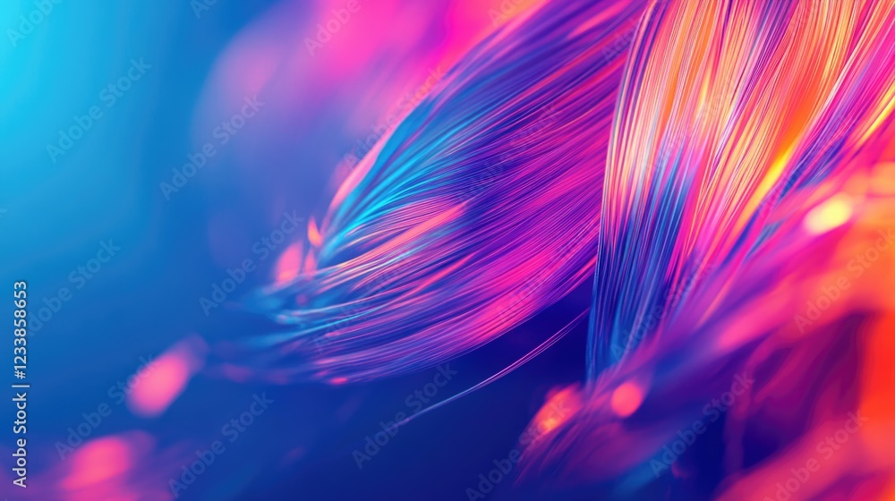 Poster vibrant optical fiber glow on abstract blue background with space for text and design elements