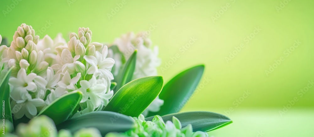 Aufkleber spring hyacinth sprouts on vibrant green backdrop with ample space for text high resolution nature i