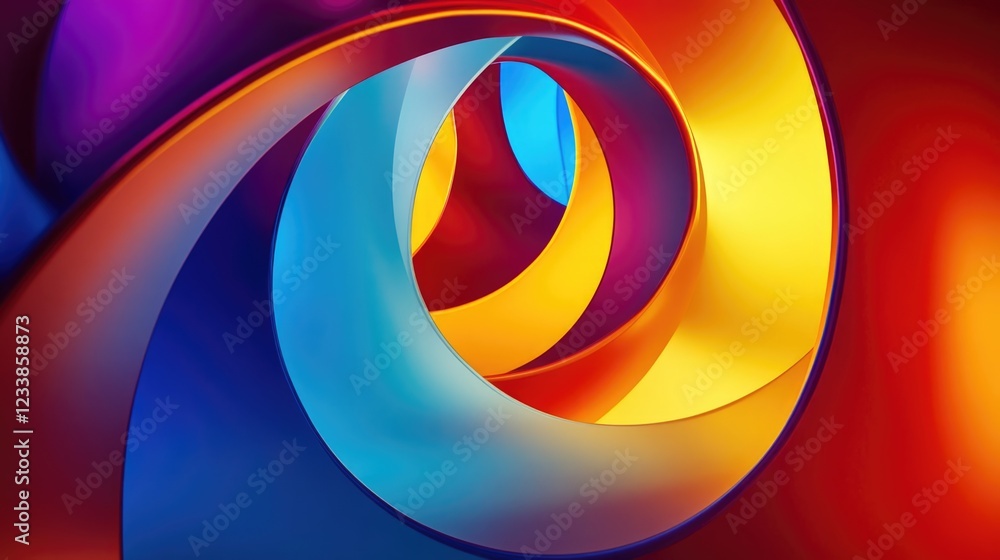 Poster colorful swirling abstract background with vibrant neon curves and illuminated shapes, perfect for t