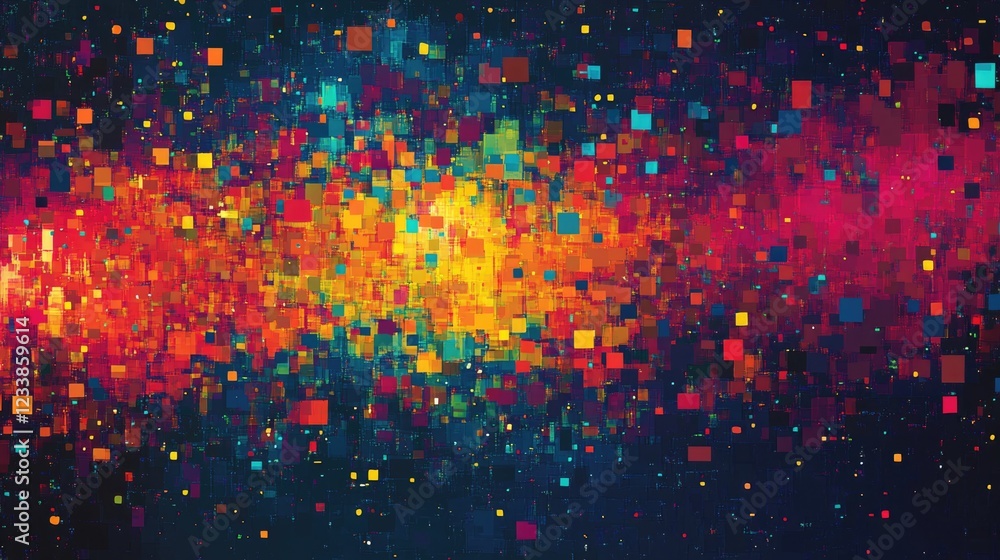Fototapete Vibrant Abstract Digital Background with Colorful Squares and Text Space for Creative Design Projects