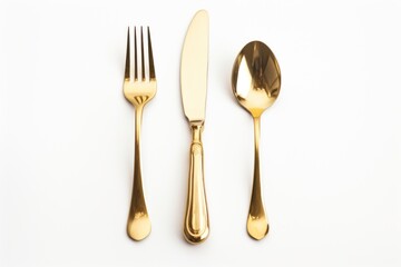 Gold spoon knife fork.
