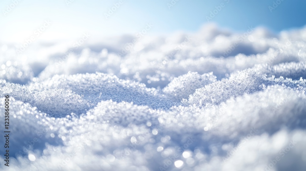 Poster winter landscape featuring a fresh snow blanket with a clear blue sky and ample copy space for custo