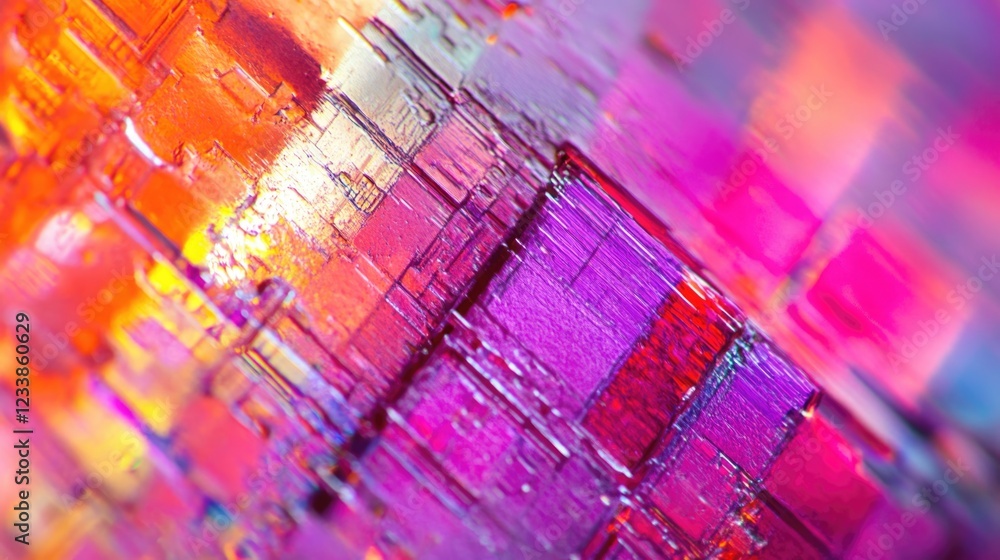 Leinwandbilder Close Up of a Colorful Microchip Highlighting Advanced Technology with Space for Text Overlay