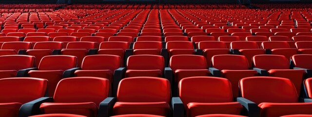 Welcoming Soccer Stadium with Rows of Empty Red Seats and Ample Copy Space for Text and Advertisements