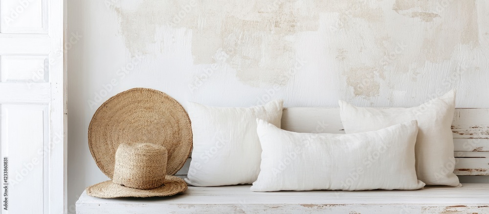 Poster beach-inspired shabby chic furniture and decor with neutral tones and textures for summer interior d