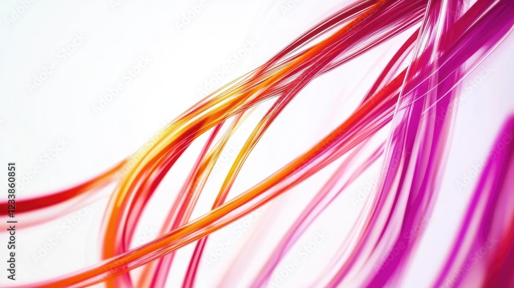 Poster Dynamic Flow of Colorful Cables on a Bright White Background for Technology and Design Themes