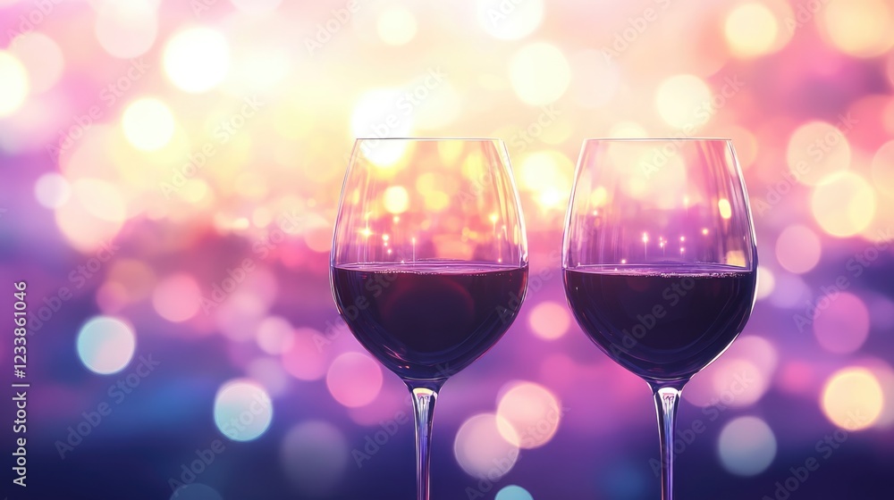 Poster elegant wine glasses against a dreamy sparkling bokeh background creating a festive atmosphere with 