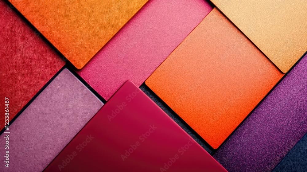 Poster Vibrant glossy color palette with rich hues and ample empty space for text or graphic design elements