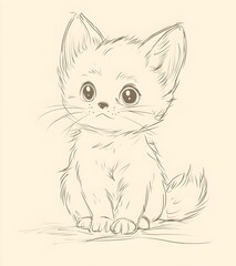 Obraz premium A cute baby fennec fox, full-body drawing, vector illustration style with pen and ink on a white background, high resolution. 