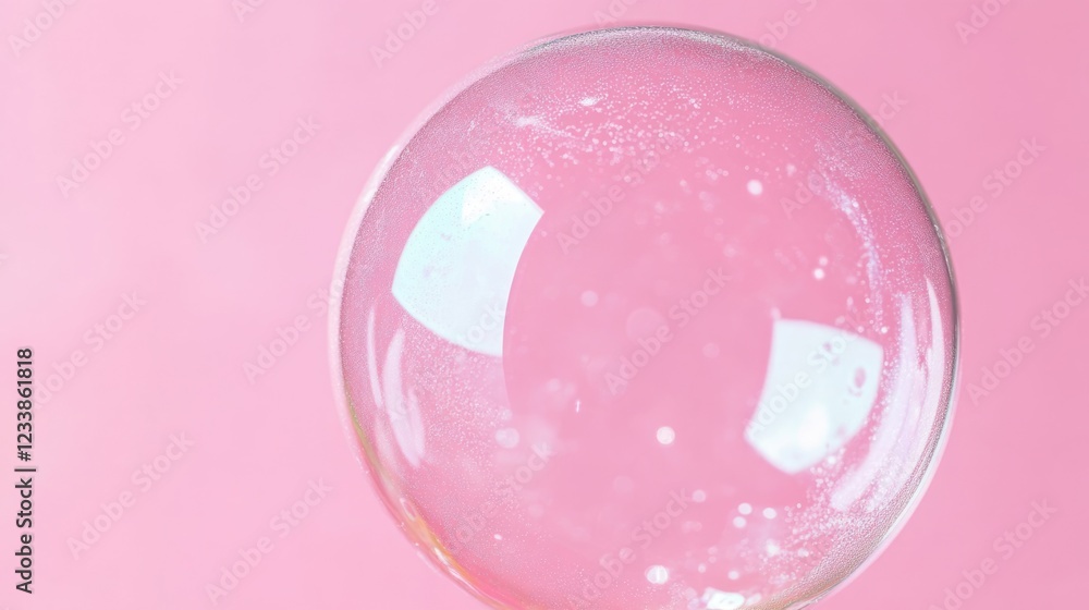 Aufkleber Clear Bubble on Soft Pink Background Abstract Nature Close-Up with Space for Text
