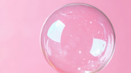 Obraz premium Clear Bubble on Soft Pink Background Abstract Nature Close-Up with Space for Text