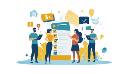 A marketing team reviewing online customer ratings and testimonials