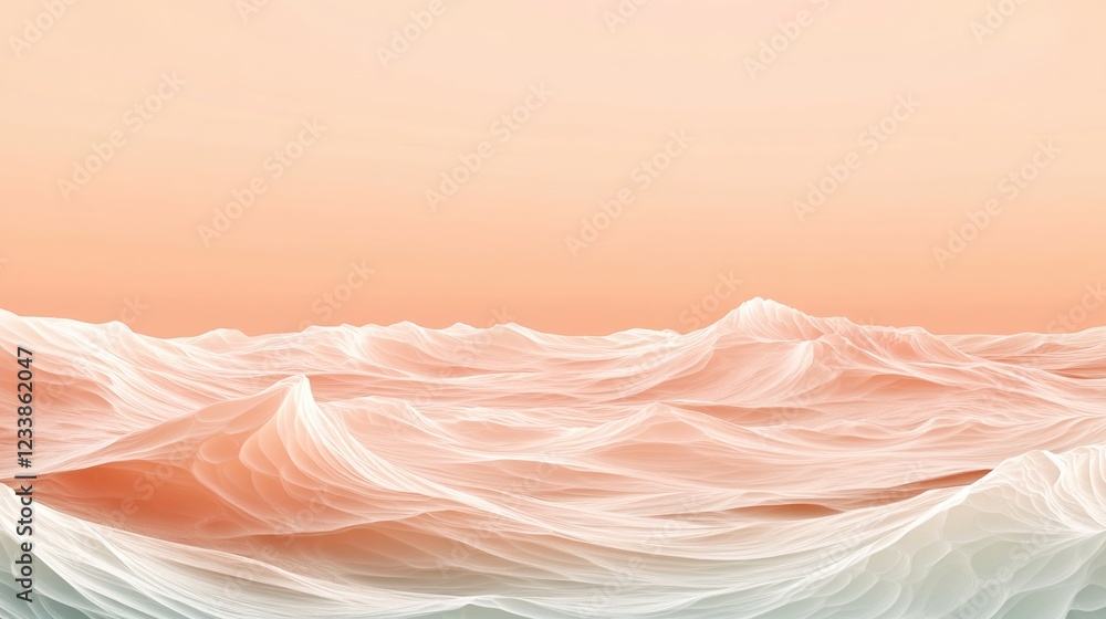 Fototapete Serene Peach Waves Background with Smooth Textures and Ample Copy Space for Creative Text or Design Elements