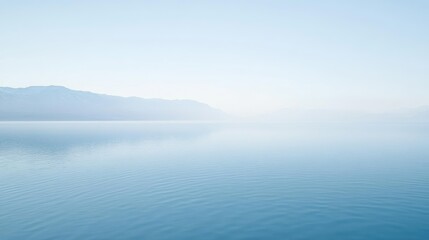 Serene Winter Landscape of the Dead Sea with Expansive Copy Space for Text and Reflection on Calm Waters
