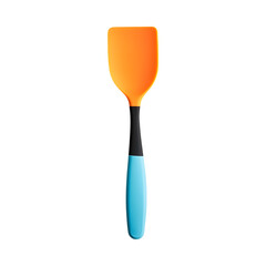 Modern Silicone Spatula with Blue and Orange Handles Isolated on Transparent Background