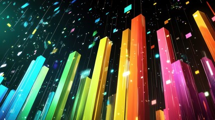 Obraz premium Vibrant Rainbow Bars Digital Art: A Symphony of Color and Light