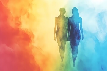 Unity in Diversity: Abstract Silhouettes Blending in a Colorful World of Equality, Inclusion, Harmony, and Zero Discrimination Concept Art