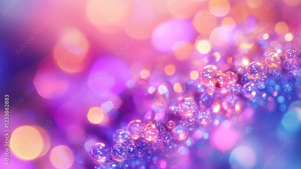 Poster Colorful bokeh lights with shimmering orbs creating a dreamy and enchanting background texture for creative designs and projects