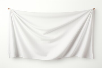 Banner mockup textile white white background.