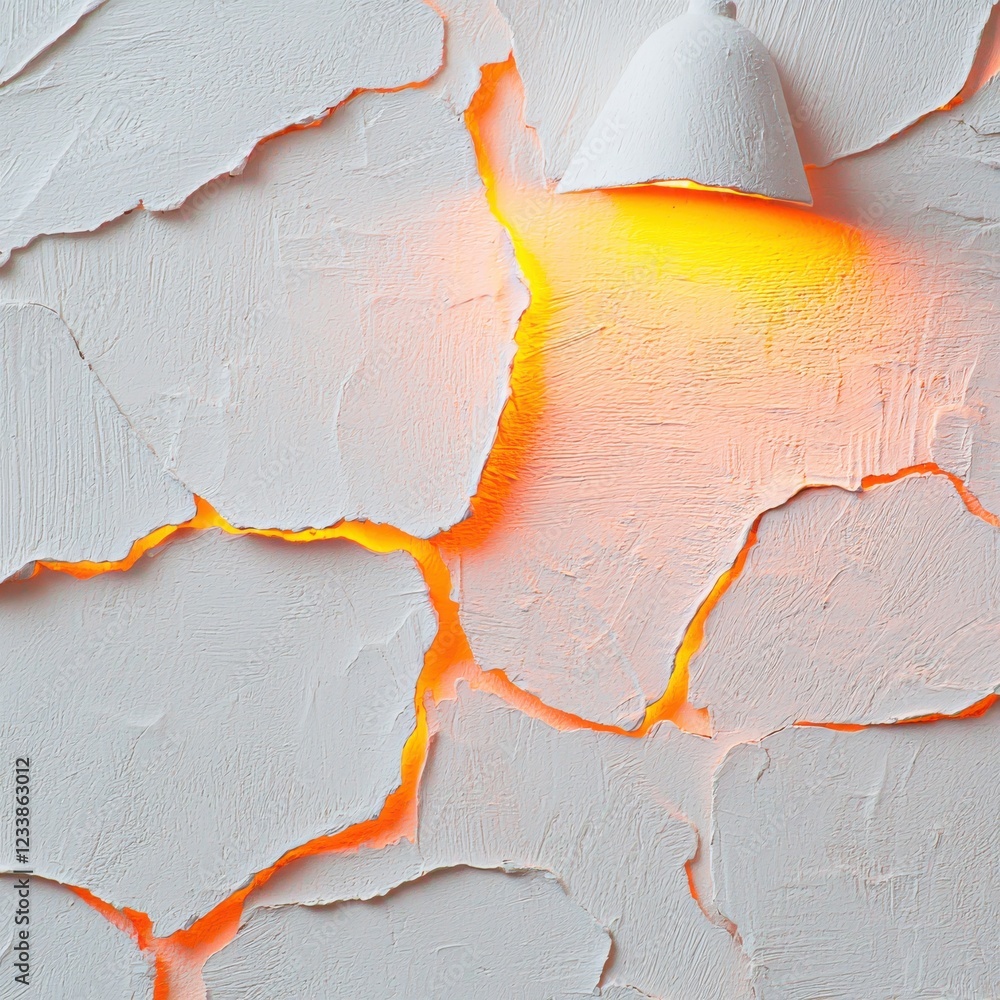 Poster macro shot of textured white plaster wall with soft shadows and ambient light for artistic display