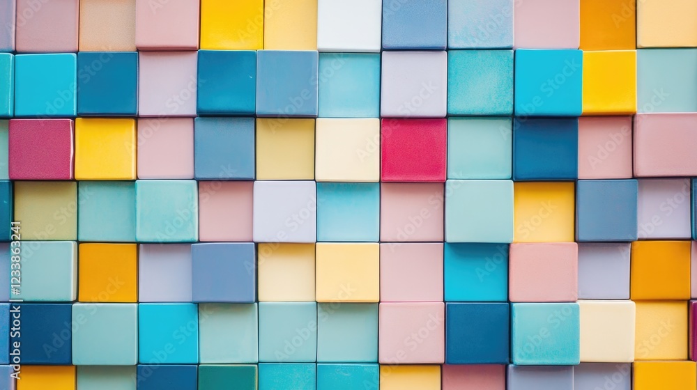 Aufkleber Vibrant Multicolored Square Tile Pattern Background with Clear Space for Text and Design Elements