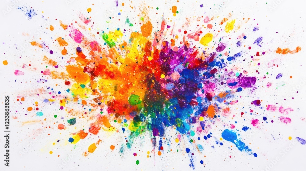 Aufkleber Colorful Confetti Explosion on White Background with Space for Custom Text or Branding
