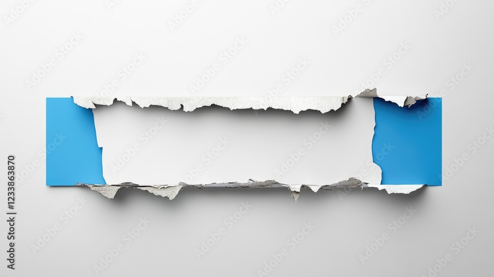 Aufkleber Torn shelf label with blue tag strip revealing empty space for customizable text against a clean white background.