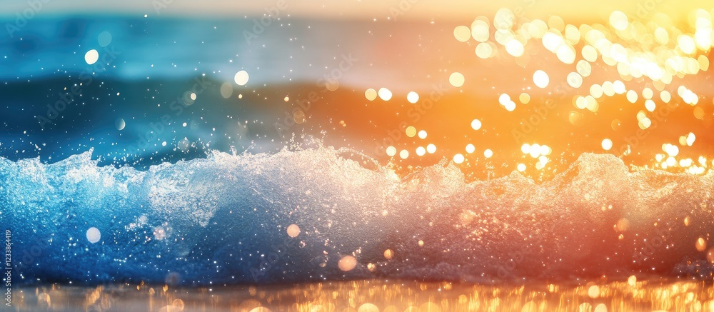 Fototapete sparkling ocean waves under a blue sky with sunlight reflections creating a cinematic seascape and a