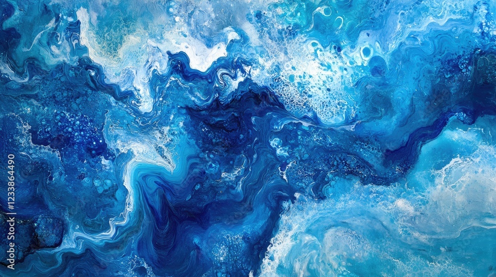 Poster Abstract Ocean Waves in Various Shades of Blue Creating a Dynamic and Captivating Visual Experience