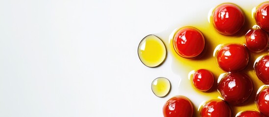 Cherry Tomatoes Floating in Olive Oil with Blank Space for Text Overlay