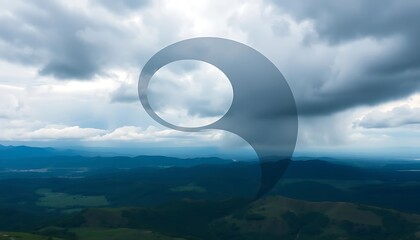 Serene Landscape with Overlapping Yin-Yang Form: A Moody Aerial View
