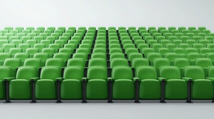Fototapeta premium Rows of Empty Green Auditorium Chairs Ready for Event