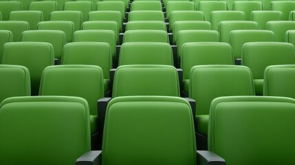 Naklejka premium Rows of Empty Green Auditorium Chairs Ready for an Audience