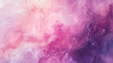 Fototapeta premium Vibrant Cosmic Nebula Background in Soft Pink and Purple Hues with Blank Space for Text or Graphics