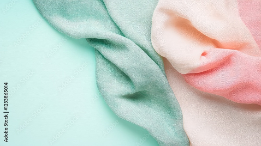 Poster cotton fabric folds in soft pastel colors on a smooth background creating an elegant and calming vis