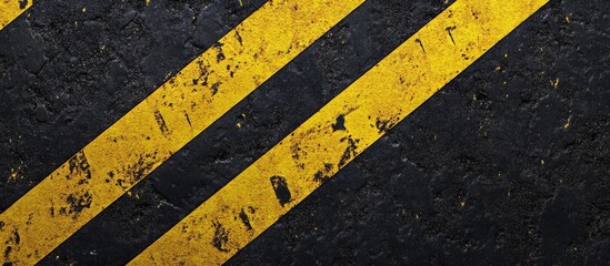 Fototapeta premium Caution Stripes Border Design in Yellow and Black with Empty Copy Space for Text on Grunge Background