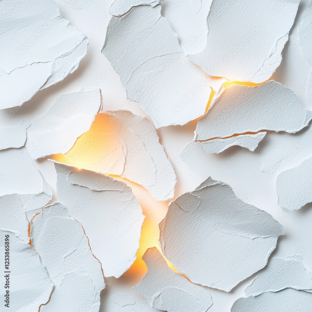 Poster intricate macro shot of glowing white paper texture with watermarks abstract studio setting