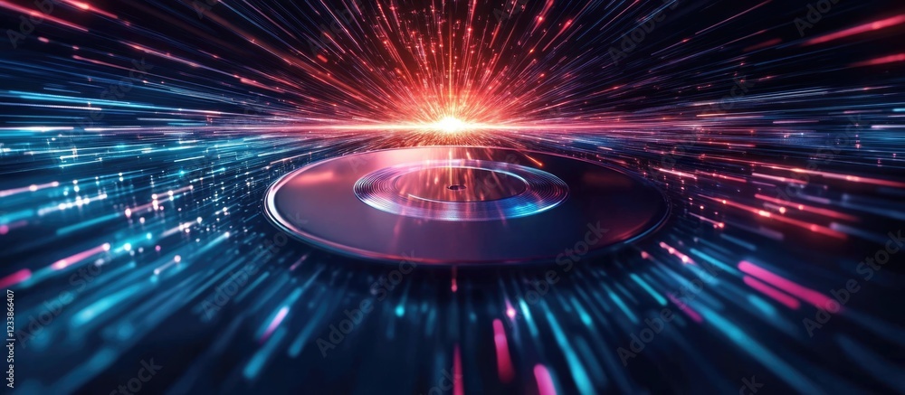 Aufkleber digital compact disc with vibrant light effects and empty space for text suitable for advertisements