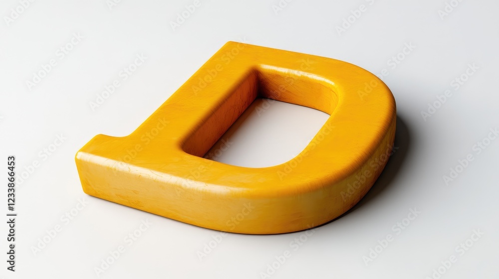 Poster yellow three-dimensional math symbol on clean white background highlighting geometry and color contr