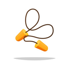 Yellow earplugs hearing protection vector isolated on white background.