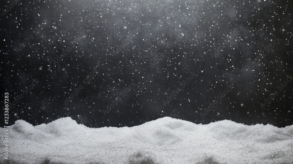 Poster winter christmas landscape featuring snowfall on a dark background with ample empty space for text o