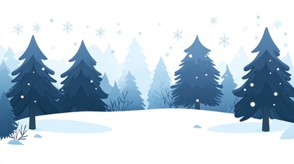 Naklejka premium Winter Forest Scene with Snowy Trees and Blank Space for Text or Decorative Elements
