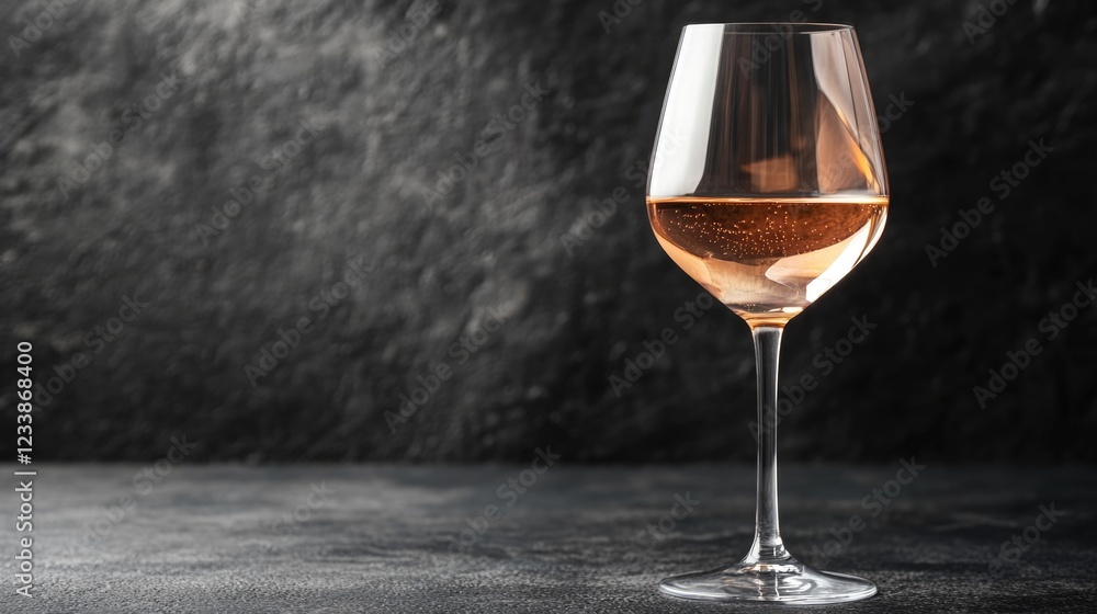 Poster elegant wine glass on dark textured background with ample space for custom typography or branding el