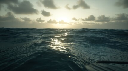 Obraz premium Ocean Sunset: A Serene Seascape at Golden Hour